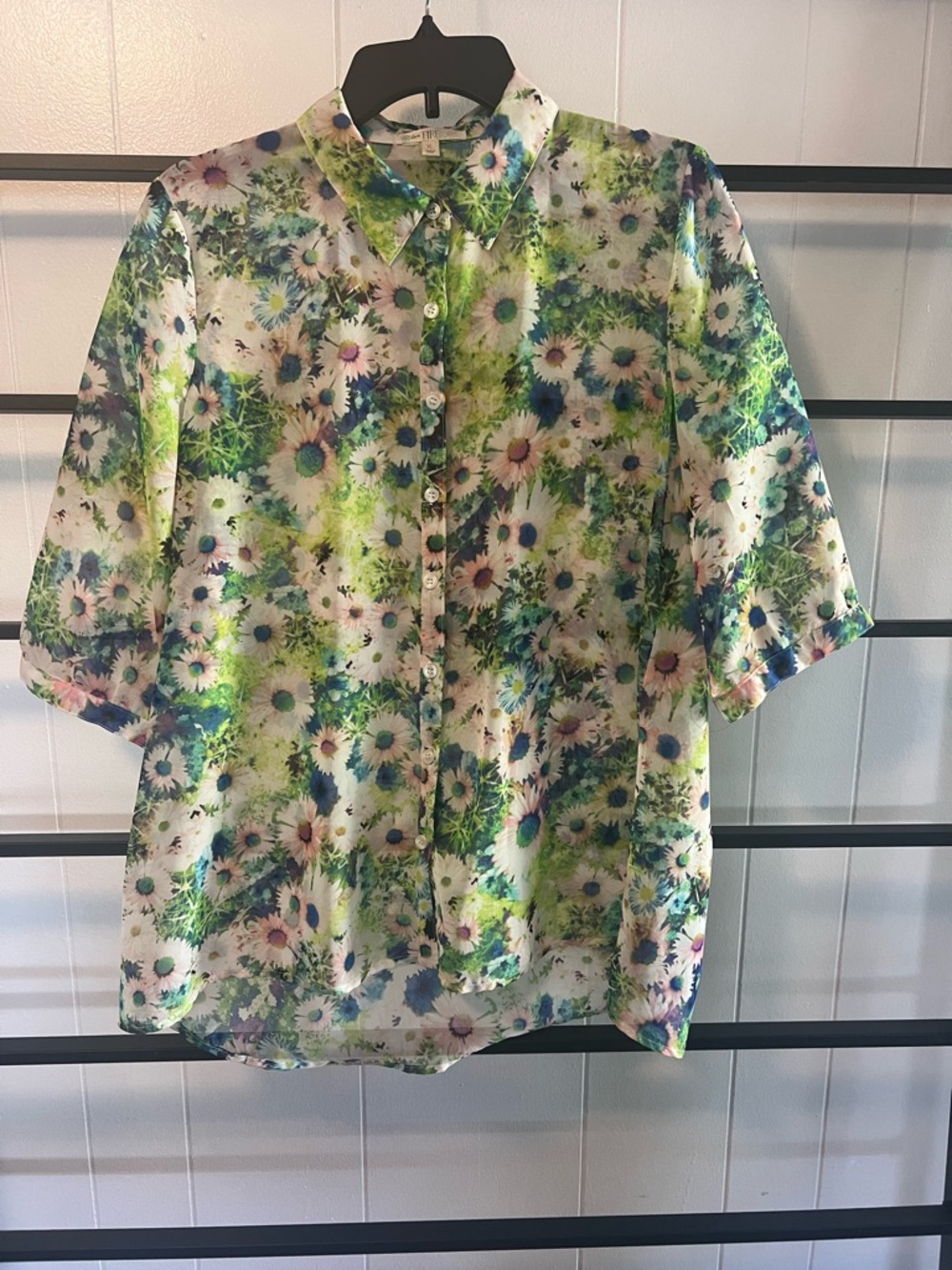 NWOT Women's LOVE FIRE, XL, 3/4 Sleeve Sheer SUMMER FLORAL BLOUSE, G22